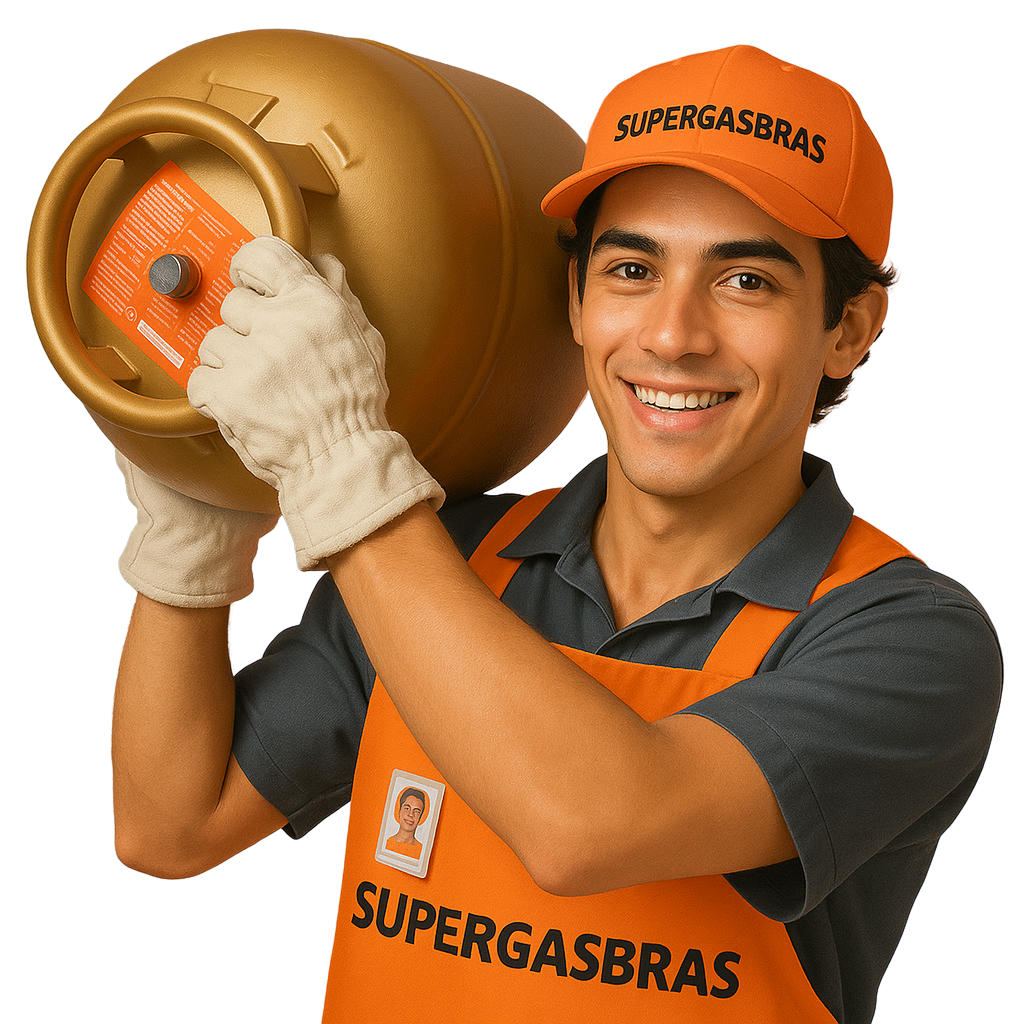 Homem segurando botijão de gás!